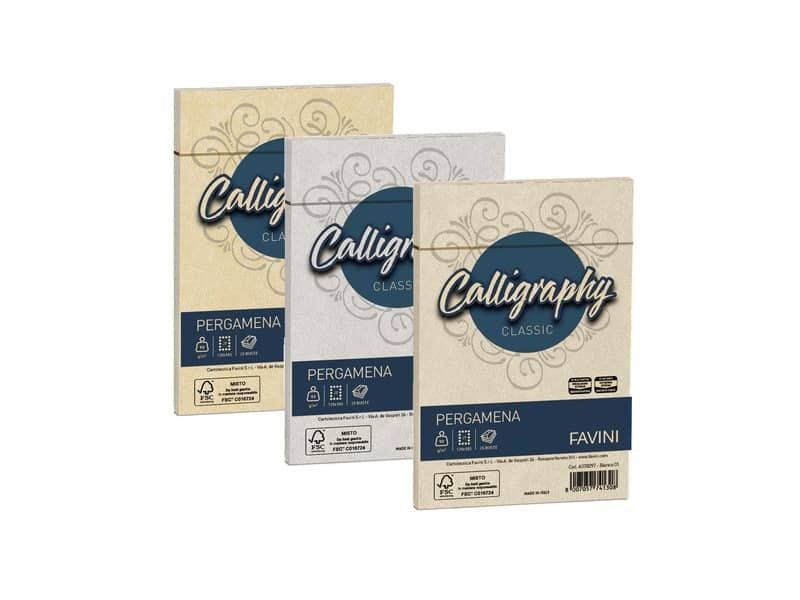 Buste per carta da lettere da stampare Favini Calligraphy Liscio 90 g/mý 12x18cm oro 03 25buste – A57W207