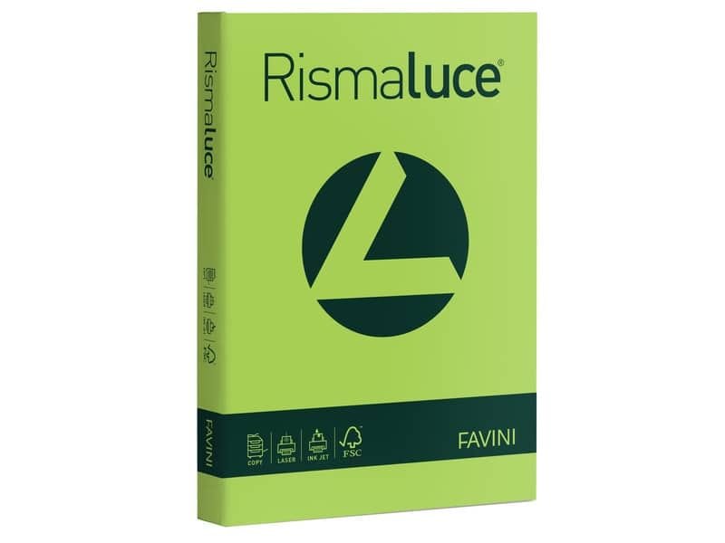 Carta colorata Favini Rismaluce colori forti 200 g/mý A4 pistacchio – Risma da 125 fogli – A67M104