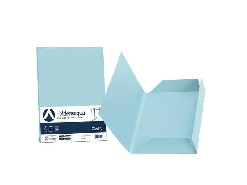 Cartellina 3 lembi Favini FOLDER 3L Luce&Acqua 200 g/mý 24,5×34,5cm celeste 08 conf.25 – A50T434