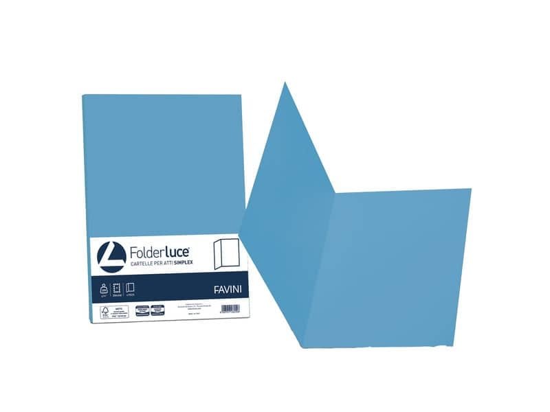 Cartellina semplice FAVINI FOLDER S cartoncino Simplex Luce&Acqua 200 g/mý 25x34cm azzurro 55  conf.50 – A50G664