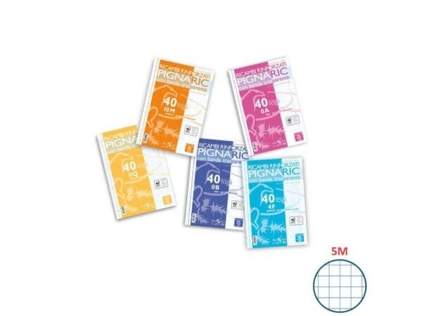 Ricambi per quaderni Pignaric Pigna a 4 fori 80 g/mý A4 5mm Conf. 40 fogli - 02194595M