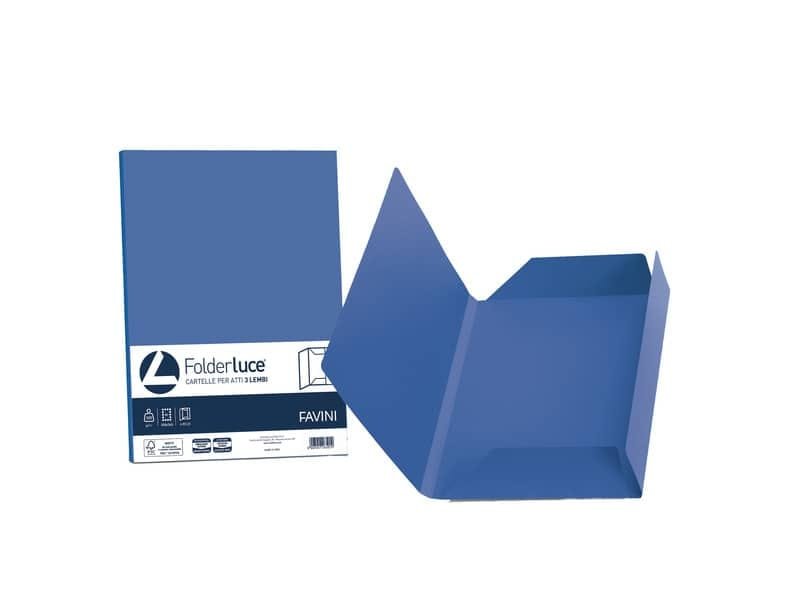Cartellina 3 lembi Favini FOLDER 3L Luce&Acqua 200 g/mý 24,5×34,5cm blu prussia 62 conf.25 – A50K434