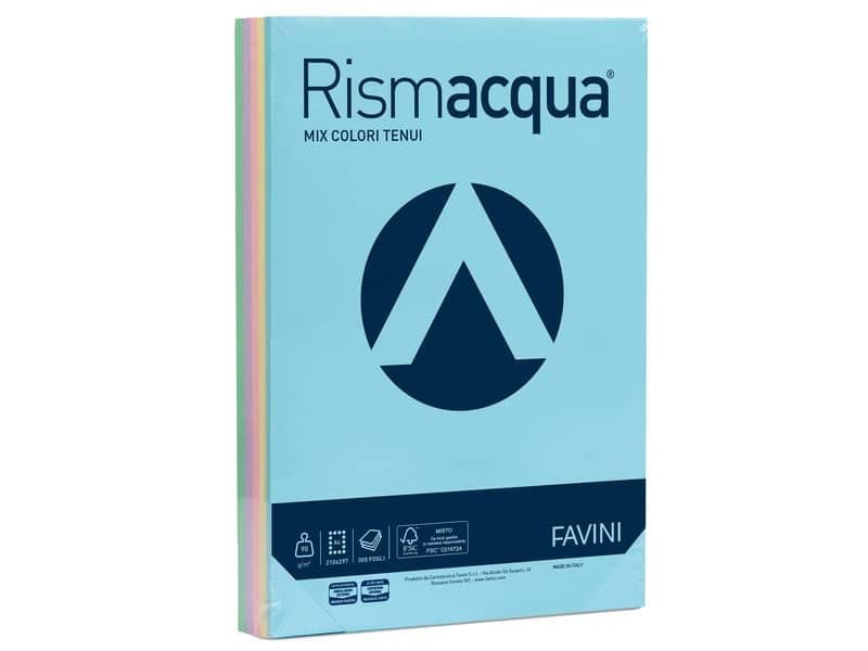 Carta colorata Favini Rismacqua colori tenui 90 g/mý A4 mix 5 colori – Risma da 300 fogli – A66X324