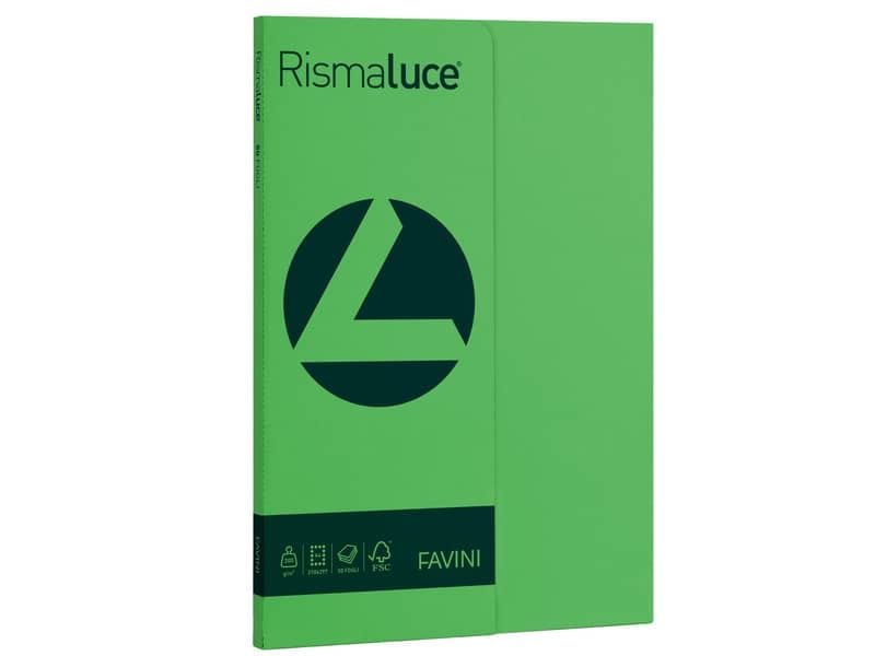Carta colorata Favini Rismaluce colori forti 200 g/mý A4 verde 60 – Risma da 50 fogli – A69D544