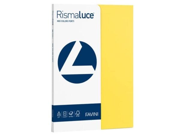 Carta colorata Favini Rismaluce colori forti 200 g/mý A4 mix 5 colori - Risma da 50 fogli - A69X504