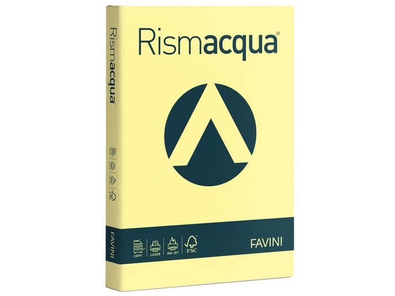 Carta colorata Favini Rismacqua colori tenui 90 g/mý A4 giallo chiaro 07 Risma da 300 fogli – A662304