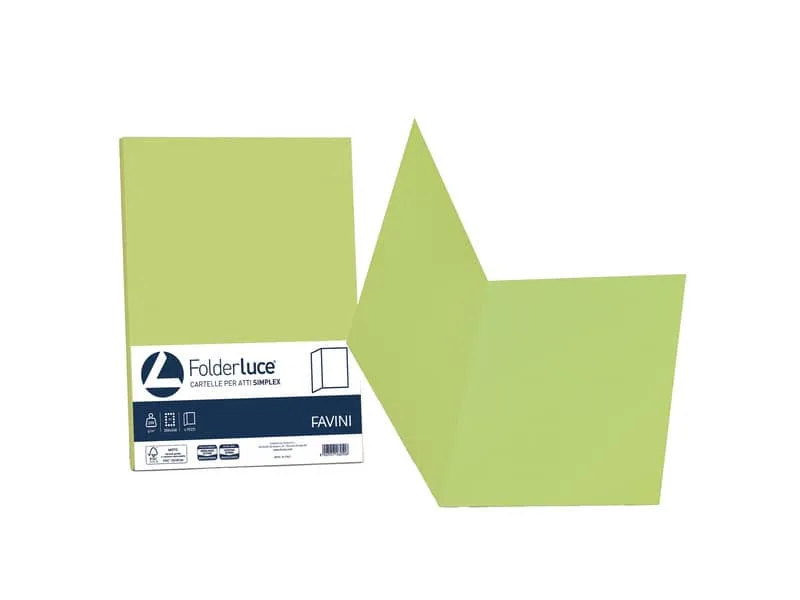 Cartellina semplice FAVINI FOLDER S cartoncino Simplex Luce&Acqua 200 g/mý 25x34cm pistacchio 54  conf.50 – A50M664