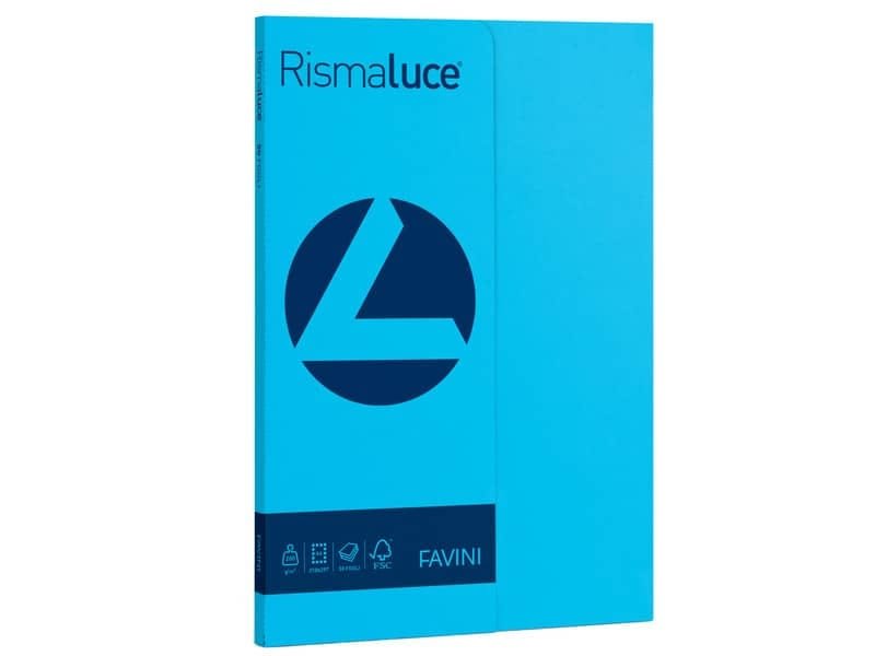 Carta colorata Favini Rismaluce colori forti 200 g/mý A4 azzurro 55 – Risma da 50 fogli – A69G544
