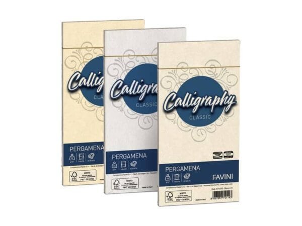 Buste per carta da lettere da stampare Favini Calligraphy Liscio 90 g/mý 11x22cm sabbia 02 25buste - A57U203