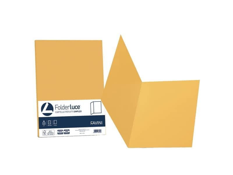 Cartellina semplice FAVINI FOLDER S cartoncino Simplex Luce&Acqua 200 g/mý 25x34cm giallo oro 52  conf.50 – A50H664