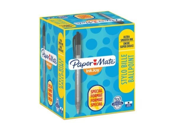 Penna a sfera a scatto Paper Mate Inkjoy 100 RT ULV M 1 mm nero Special Pack 80+20 GRATIS - S0977430