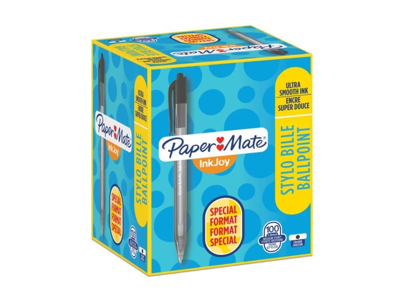 Penna a sfera a scatto Paper Mate Inkjoy 100 RT ULV M 1 mm nero Special Pack 80+20 GRATIS – S0977430