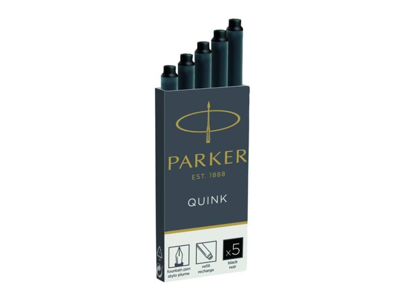 Cartucce inchiostro per stilografica Parker Quink nero F confezione da 5 – 1950382