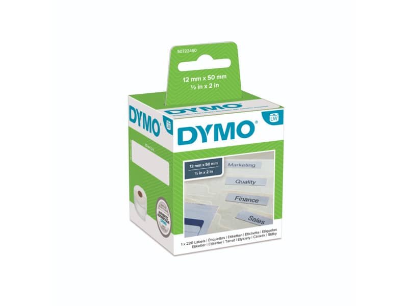 Rotolo da 220 etichette Dymo LabelWriter Cartelle sospese 50×12 mm bianco S0722460