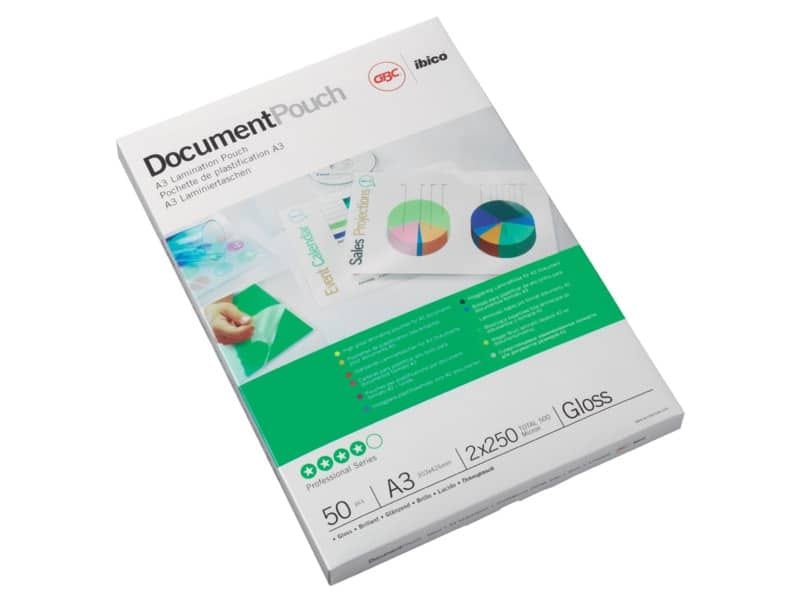 Pouches per plastificatrici a caldo GBC 2×75 æm finitura lucida A3 30,3×42,6 cm Conf. 100 pezzi – 3200745