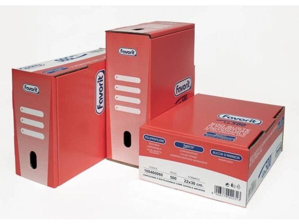 Buste trasp. a foratura universale FAVORIT La500 buccia d'arancia superior 22x30 cm scatola da 500 - 100460060