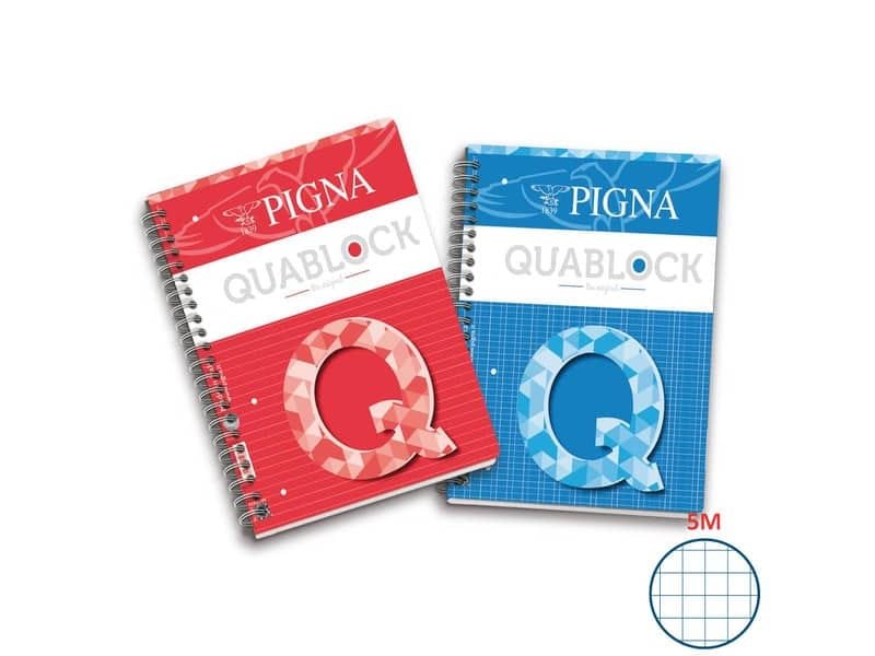 Blocco spiralato 120 fogli Pigna Quablock a 4 fori A4 5mm 02000015M