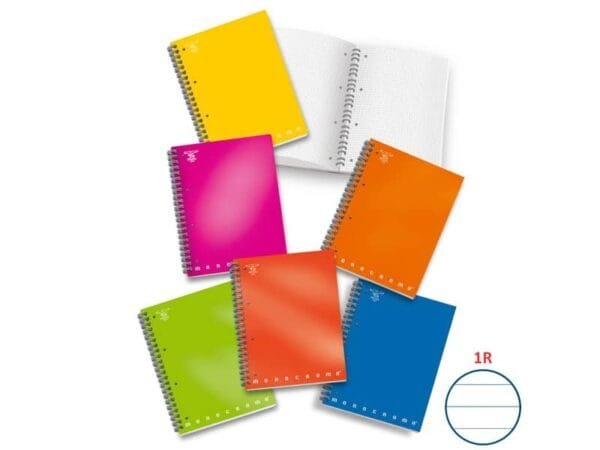 Blocco spiralato 100 fogli a 4 fori Pigna Monocromo A4 1R assortiti 02000031R