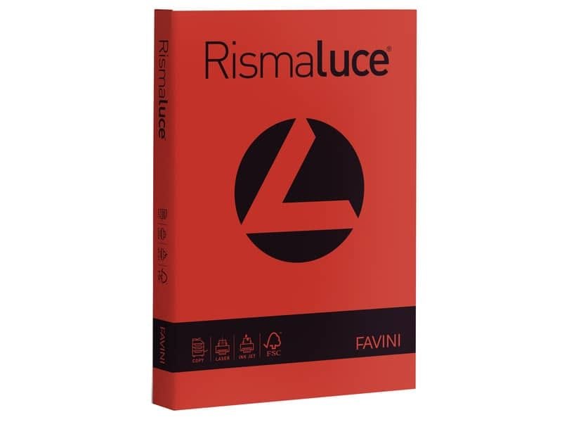 Carta colorata Favini Rismaluce colori forti 90 g/mý A4 scarlatto 61 – Risma da 300 fogli – A66C304