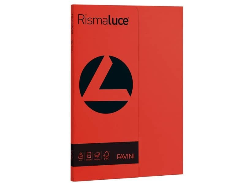 Carta colorata Favini Rismaluce colori forti 200 g/mý A4 scarlatto 61 Risma da 50 fogli – A69C544