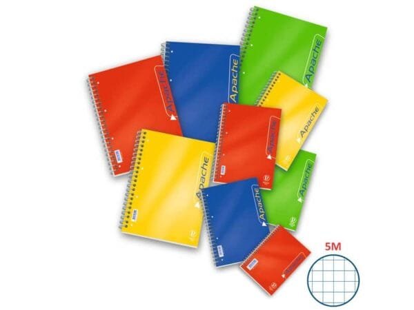 Blocco spiralato 140 fogli Pigna Apache a 4 fori A5 5mm 02138075M
