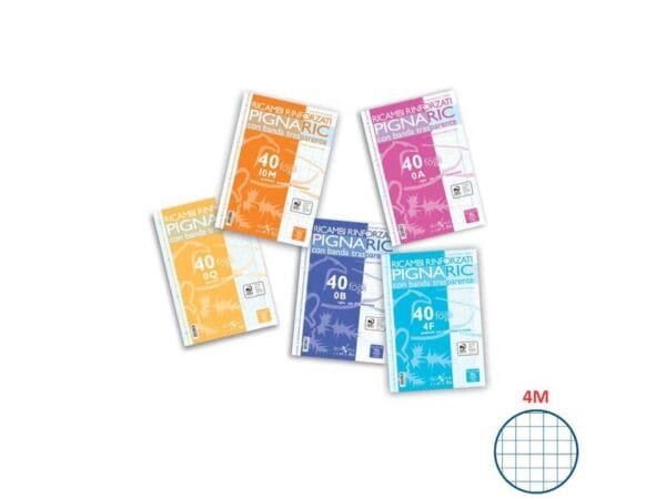 Ricambi per quaderni Pignaric Pigna a 4 fori 80 g/mý A4 4mm Conf. 40 fogli - 02194594M