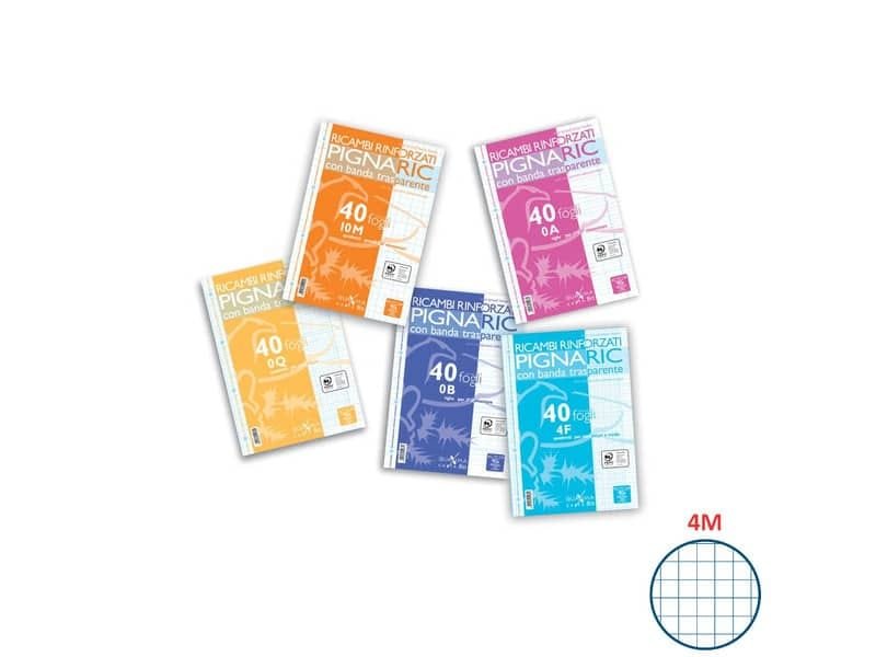 Ricambi per quaderni Pignaric Pigna a 4 fori 80 g/mý A4 4mm Conf. 40 fogli – 02194594M