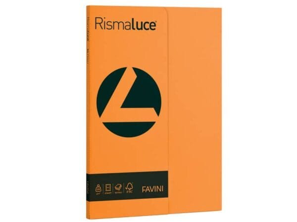 Carta colorata Favini Rismaluce colori forti 200 g/mý A4 arancio 56 Risma da 50 fogli - A69E544