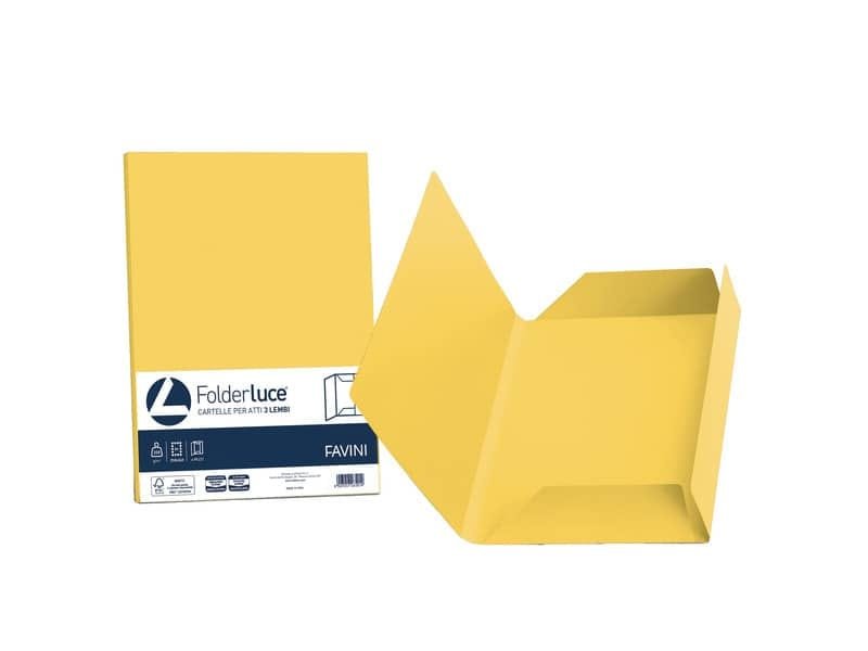 Cartellina 3 lembi Favini FOLDER 3L Luce&Acqua 200 g/mý 24,5×34,5cm giallo sole 53 conf.25 – A50B434