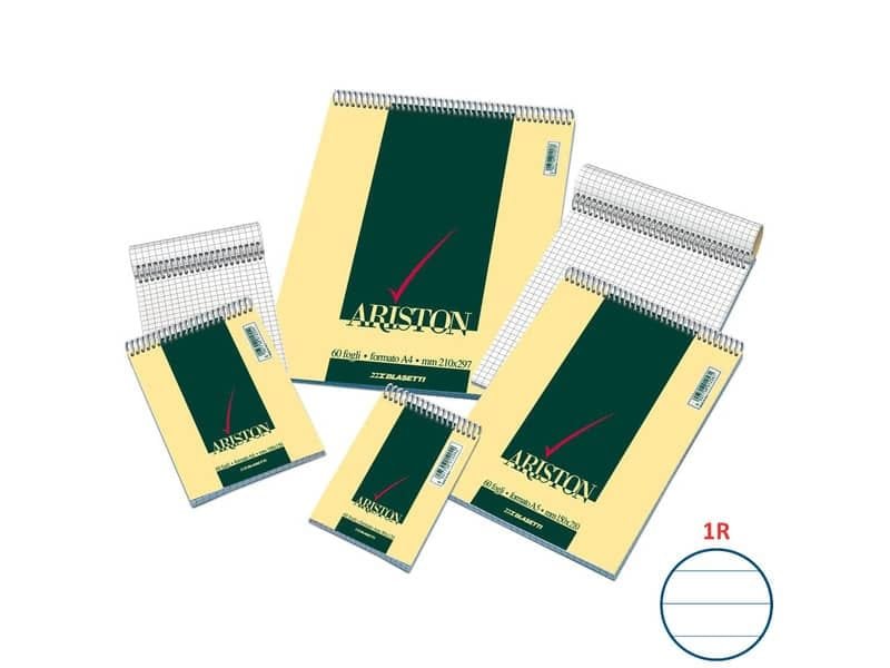Blocco spiralato Blasetti ARISTON con copertina goffrata 3 colori 60 g/mý 1R A4 21X29,7cm – 1090