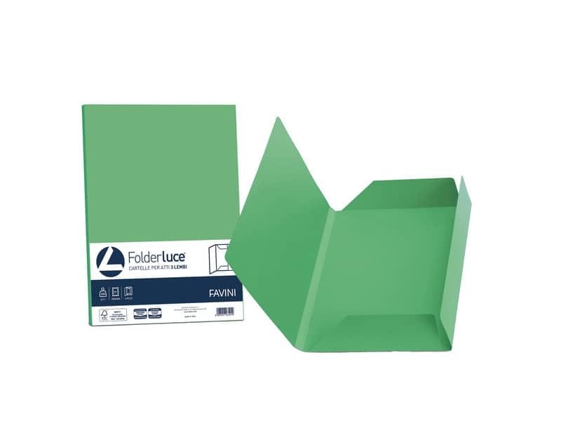 Cartellina 3 lembi Favini FOLDER 3L Luce&Acqua 200 g/mý 24,5×34,5 cm verde 60  conf.25 – A50D434