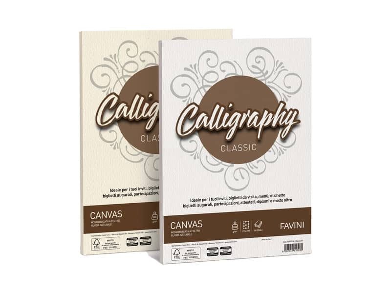 Carta canvas FAVINI Calligraphy per lettere ruvido su entrambi i lati 200 g/mý A4 avorio 02  50 fogli – A69Q314