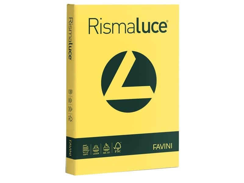 Carta colorata Favini Rismaluce colori forti 90 g/mý A4 giallo sole 53 – Risma da 300 fogli – A66B304