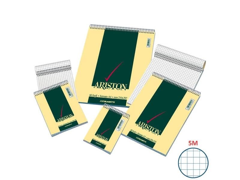 Blocco spiralato Blasetti ARISTON con copertina goffrata 3 colori 60 g/mý 5M A7 8X12 cm – 1085