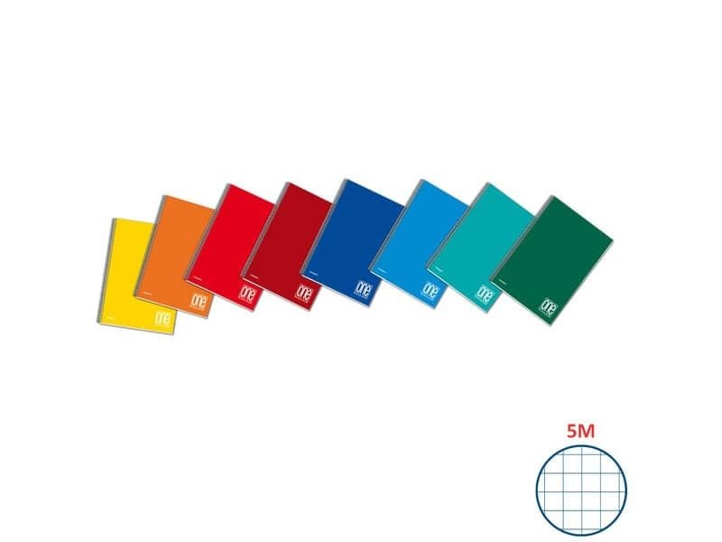 Blocco spiralato One Color laterale in cartoncino con fogli microperforati 80 g/mý quadretti 5 mm A5 16,2×21 cm – 1148