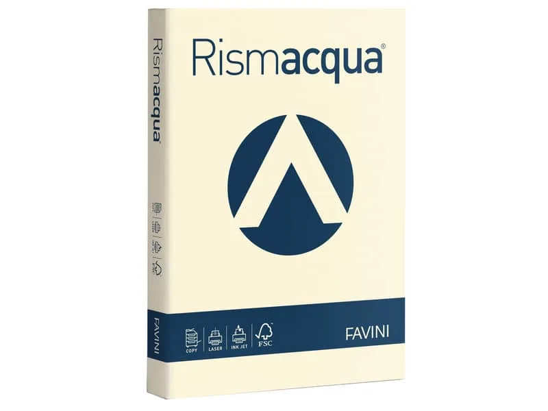 Carta colorata Favini Rismacqua colori tenui 90 g/mý A4 avorio 110 – Risma da 300 fogli – A66Q304