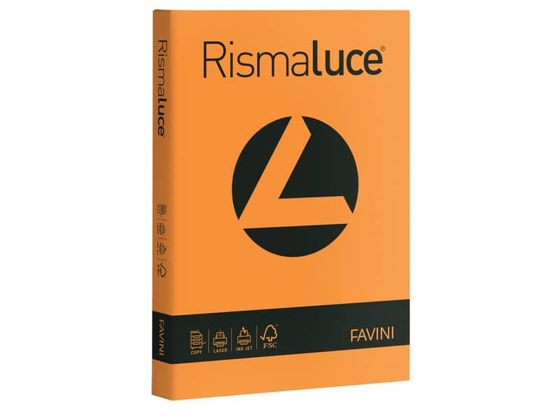 Carta colorata Favini Rismaluce colori forti 90 g/mý A4 arancio 56 – Risma da 300 fogli – A66E304