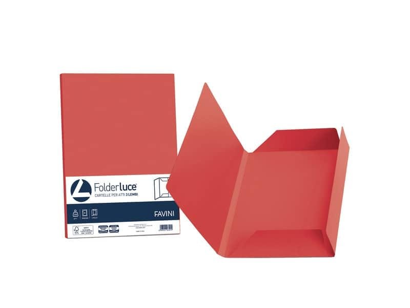 Cartellina 3 lembi Favini FOLDER 3L Luce&Acqua 200 g/mý 24,5×34,5cm scarlatto 61 conf.25 – A50C434