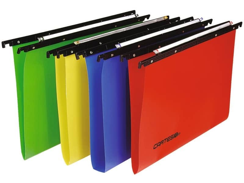 Cartelle sospese orizzontali per cassetti CARTESIO PP 33 cm fondo a V assortiti Conf. 25 pezzi – 500/330 -A7
