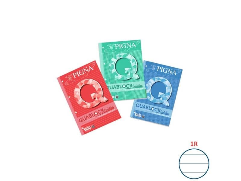 Quaderno 40 fogli a 4 fori PIGNA Quablock Evolution A4 a righe 1R assortiti – 02112151R