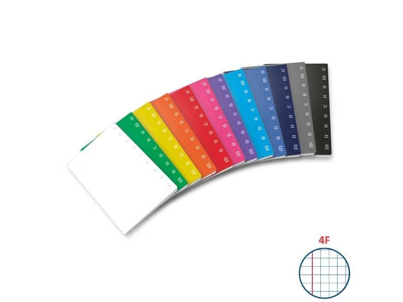 Quaderno 42 fogli PIGNA Monocromo A4 a quadretti 4F con margine assortiti 02298874F