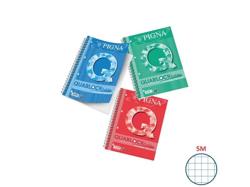 Quaderno 50 fogli a 4 fori PIGNA Quablock Evolution Skip A4 a quadr. 5M assortiti – 02112175M