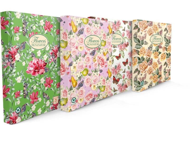 Raccoglitore a 4 anelli PIGNA Nature Flowers 27×32 cm assortiti 005479630