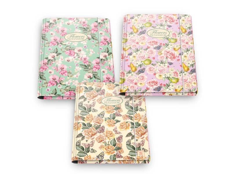 Cartella a 3 lembi PIGNA Nature Flowers con elastico assortiti 00547973L