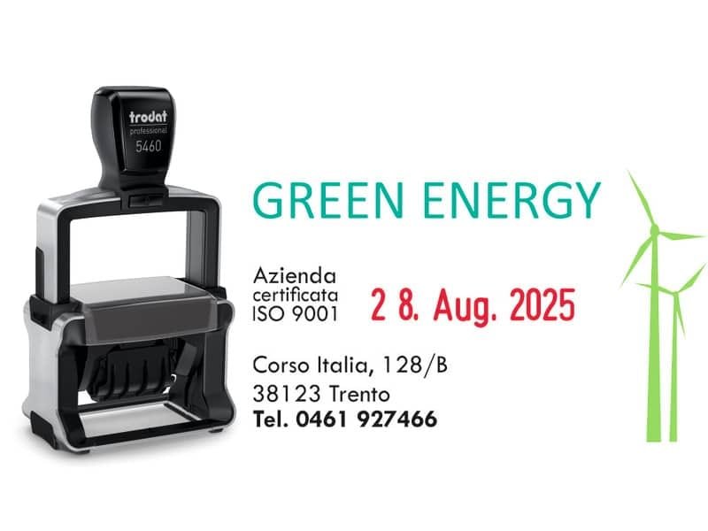 Datario autoinchiostrante con testo personalizzabile TRODAT Professional 5460 in acciaio 56×33 mm nero – 120362