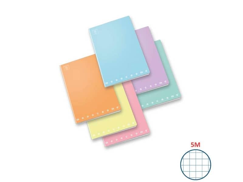 Quaderno 42 fogli PIGNA Monocromo Pastel A4 a quadretti 5M assortiti 02298905M