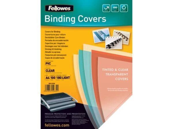 Copertine per rilegatrici FELLOWES Clear PVC A4 180my conf.100 pz - 5375901