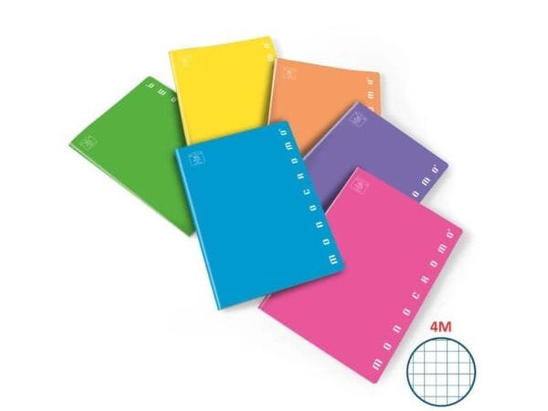 Quaderno 42 fogli PIGNA Monocromo Fluo A4 a quadretti 4M assortiti 02267924M