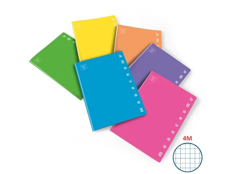 Quaderno 42 fogli PIGNA Monocromo Fluo A4 a quadretti 4M assortiti 02267924M