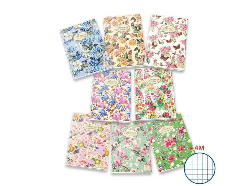 Quaderno a quadretti 42 fogli PIGNA Maxi Nature Flowers A4 4M assortiti 02298854M